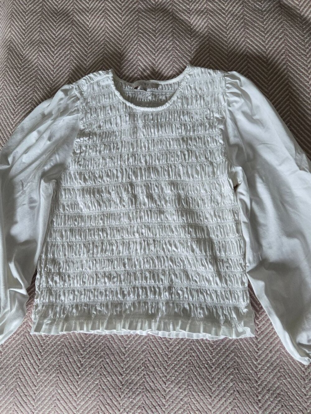 LOFT White Smocked Blouse - Size XL